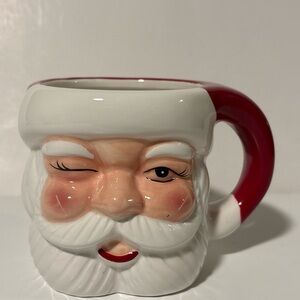 Pottery Barn Winking Santa Claus Figural 16oz Mug New